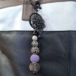 Hand Crafted Purple And Black Bag Purse Jewelry Tote DeCoration